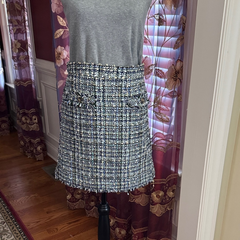 NWOT Textured Blue Multi Tweed A-Line Skirt